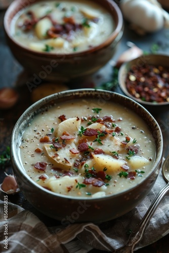 Creamy Potato Soup with Bacon and Thyme