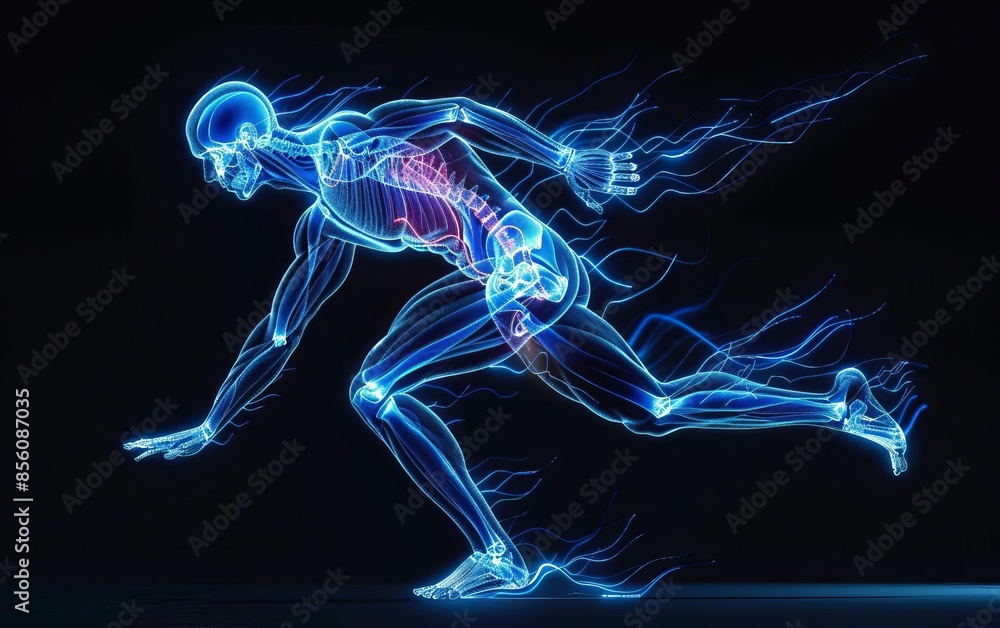 A futuristic graphic of a human running A futuristic graphic of a human running