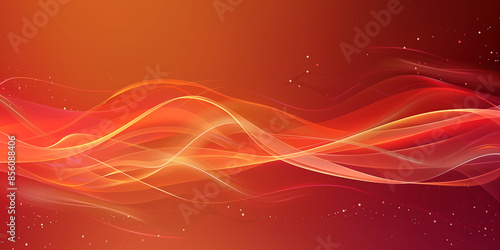 Rot-orangefarbener Farbverlaufshintergrund mit Wellenelementen und Leuchteffekten, abstraktes Design mit großen leeren Bereichen zum Hervorheben von Produkten oder Bildern, Grafikdesin