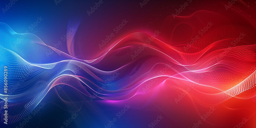 Rot-blauer Farbverlaufshintergrund mit Wellenelementen und Leuchteffekten, abstraktes Design mit großen leeren Bereichen zum Hervorheben von Produkten oder Bildern, Grafikdesin Rot-blauer Farbverlaufshintergrund mit Wellenelementen und Leuchteffekten, abstraktes Design mit großen leeren Bereichen zum Hervorheben von Produkten oder Bildern, Grafikdesin