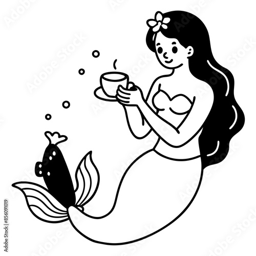 Beautiful little mermaid Underwater world Coloring book for kids