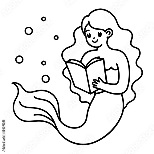 Beautiful little mermaid Underwater world Coloring book for kids