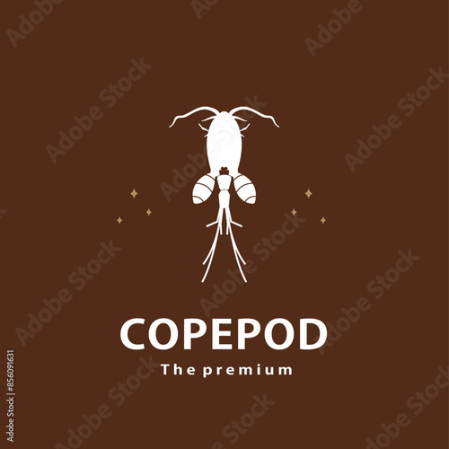 vintage retro hipster copepod logo vector outline silhouette art icon