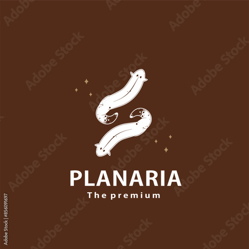 vintage retro hipster planaria logo vector outline silhouette art icon