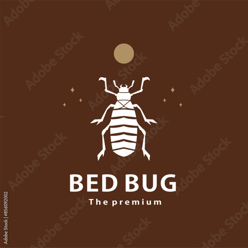 vintage retro hipster bed bug logo vector outline silhouette art icon	