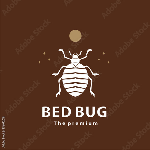 vintage retro hipster bed bug logo vector outline silhouette art icon	