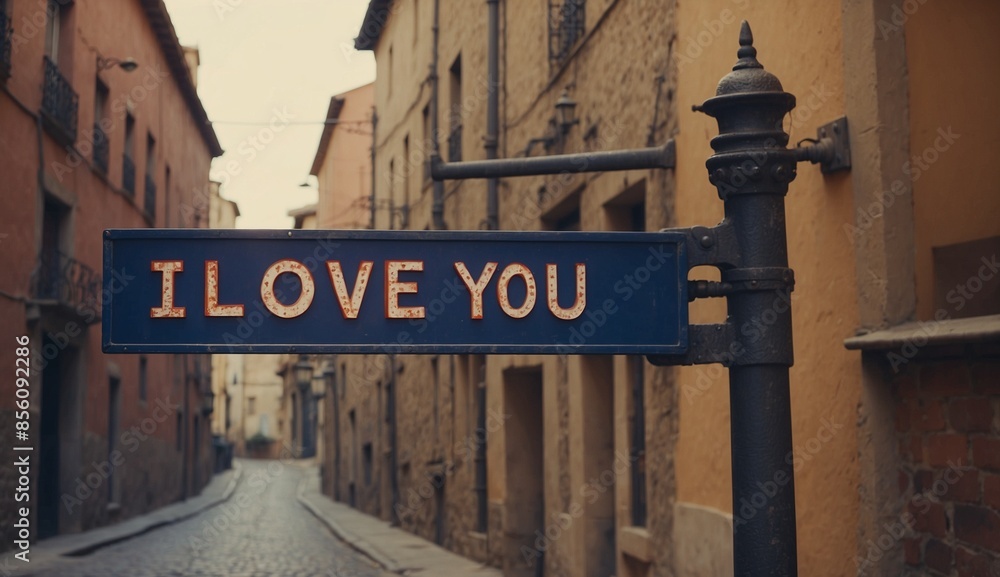 Obraz premium Romantic street sign saying I LOVE YOU