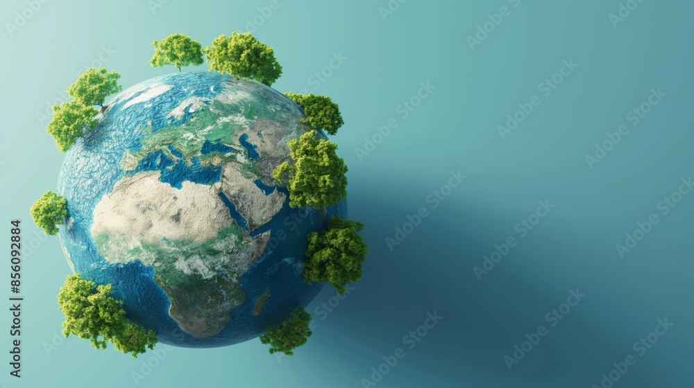 earth globe with trees a blank background earth globe with trees a blank background