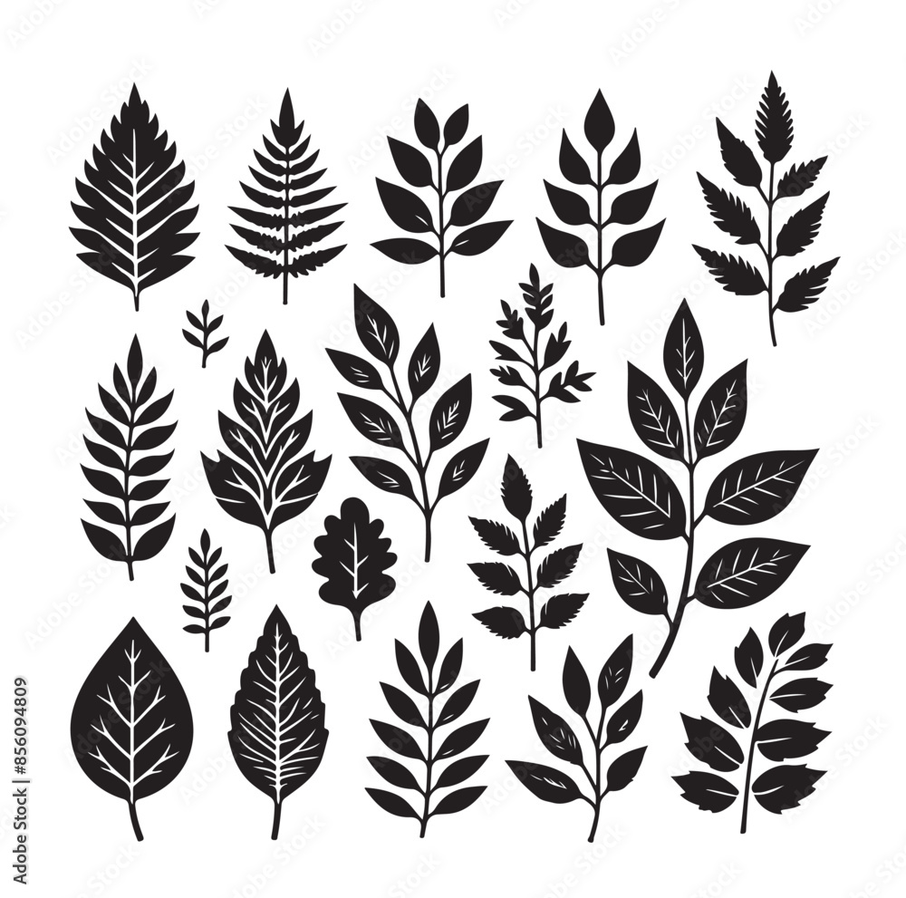 Leaf collection - vector silhouette Leaf collection - vector silhouette
