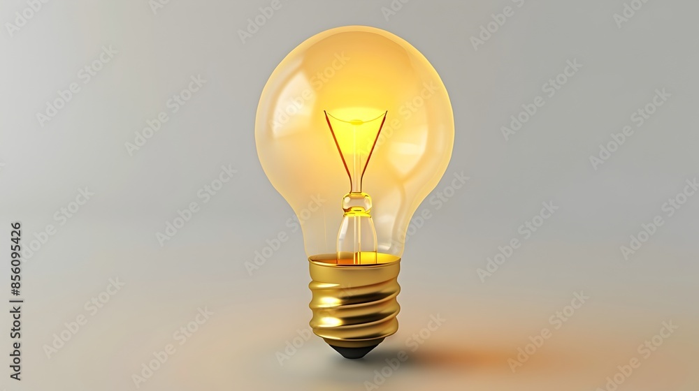 Glowing Yellow Light Bulb Icon Representing Innovation and Bright Ideas Glowing Yellow Light Bulb Icon Representing Innovation and Bright Ideas