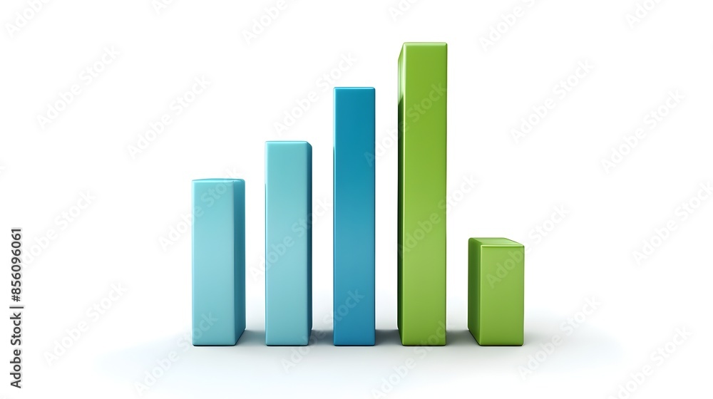 Blue and Green 3D Rendered Bar Graph Icon Isolated on White Background Blue and Green 3D Rendered Bar Graph Icon Isolated on White Background