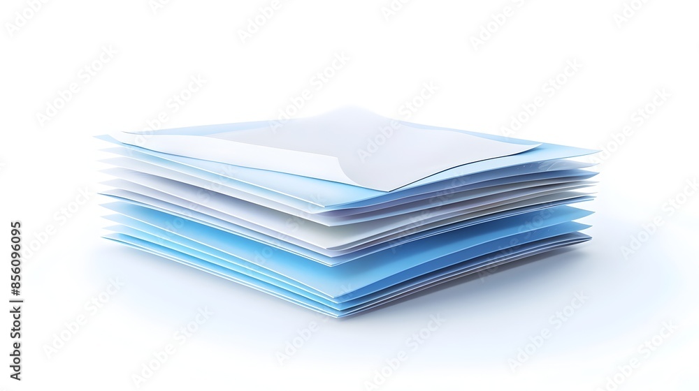 Clean 3D Rendered White and Blue Document Icon On Isolated Background Clean 3D Rendered White and Blue Document Icon On Isolated Background