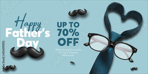 Realistic banner happy fathers day frame with lettering 