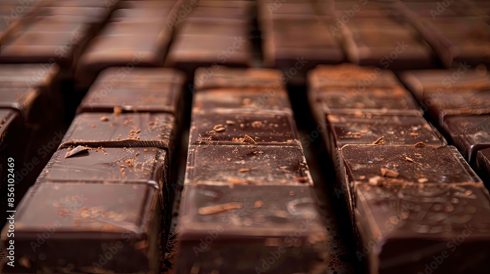 Chocolate bars, brown, gleaming, sweet. Generative AI Chocolate bars, brown, gleaming, sweet. Generative AI