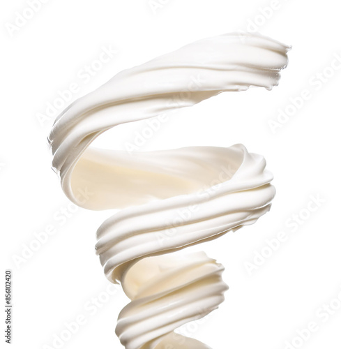 Milk splash forming spiral. Isolated on transparent background, png. Food on the go concept