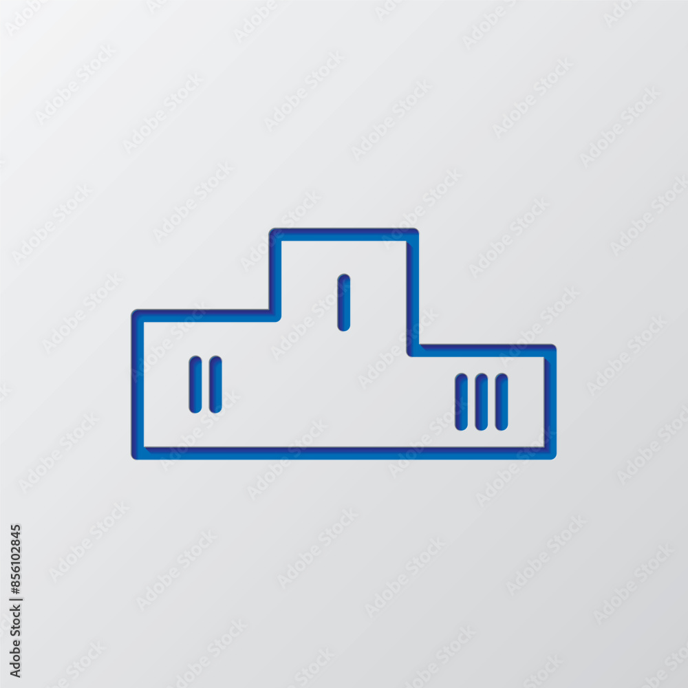 Winners podium simple icon vector. Flat design. Paper cut design. Cutted blue symbol with shadow. Gray background Winners podium simple icon vector. Flat design. Paper cut design. Cutted blue symbol with shadow. Gray background