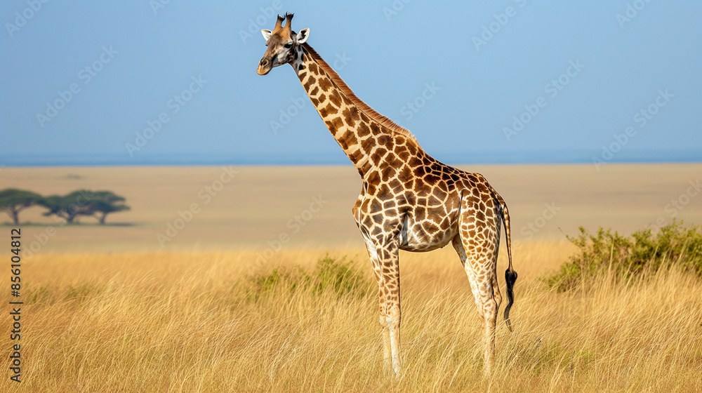 Obraz premium Graceful Giraffe in the Open Savannah