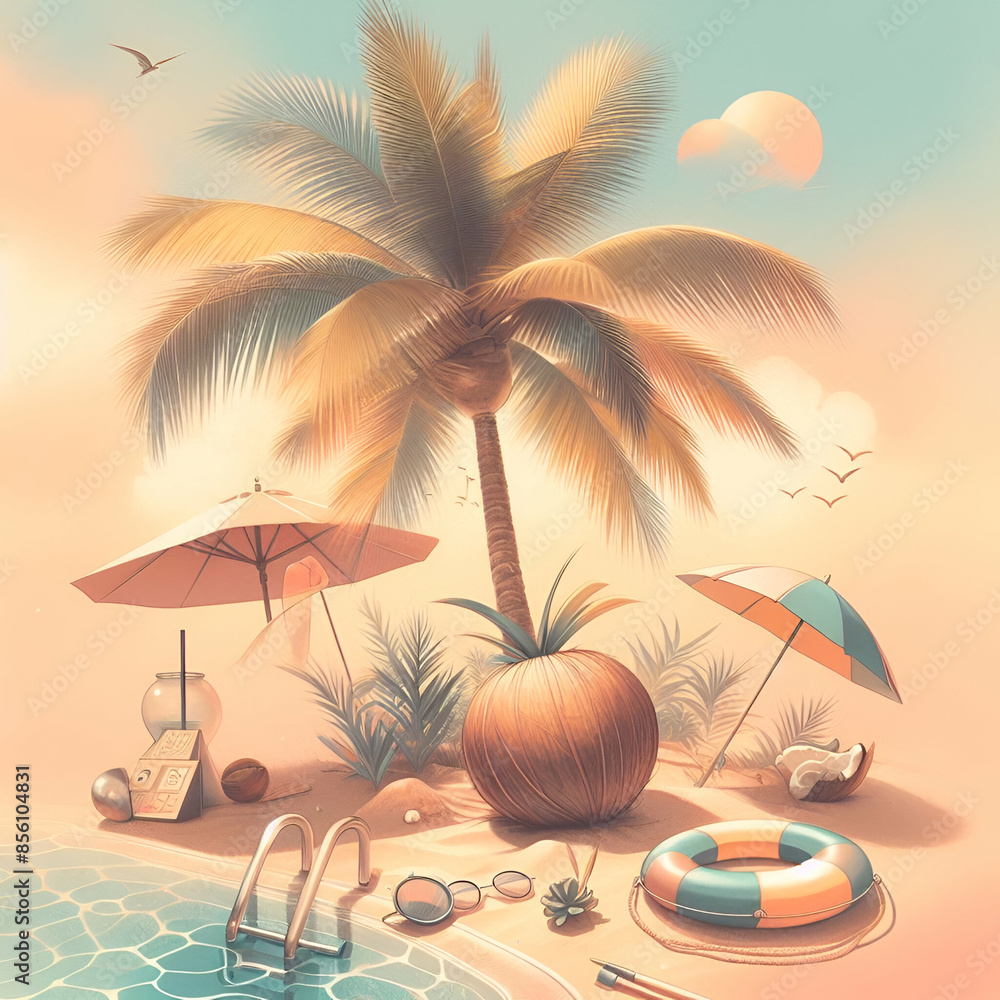 Obraz premium beach with palm