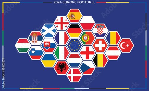 2024 European Football tornament Participants flag photo
