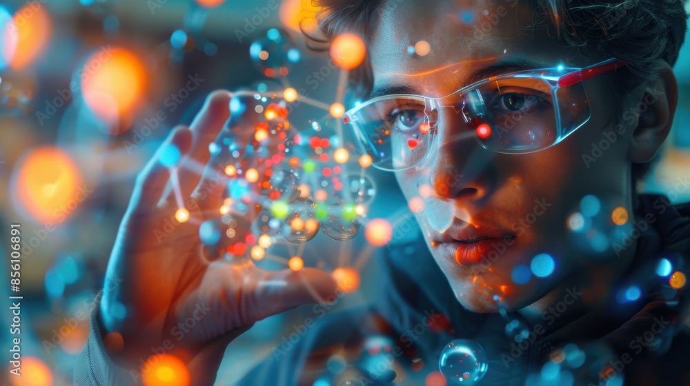 A man wearing glasses is holding a cube in his hand A man wearing glasses is holding a cube in his hand