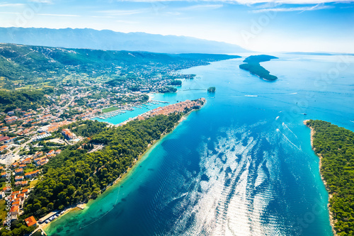 Obraz na płótnie Historic town of Rab aerial view, Island of Rab w salonie