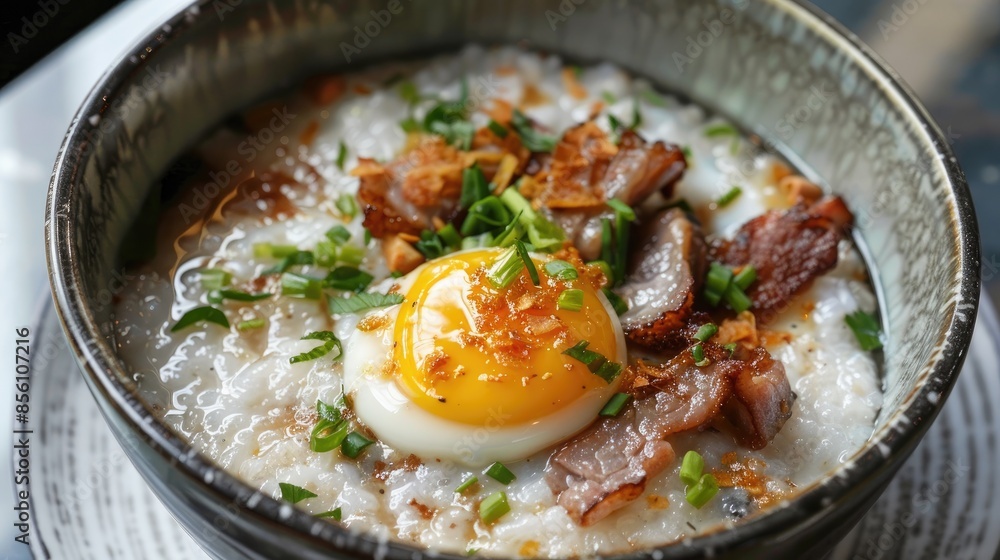 Breakfast Option of Pork Congee and Eggs Breakfast Option of Pork Congee and Eggs