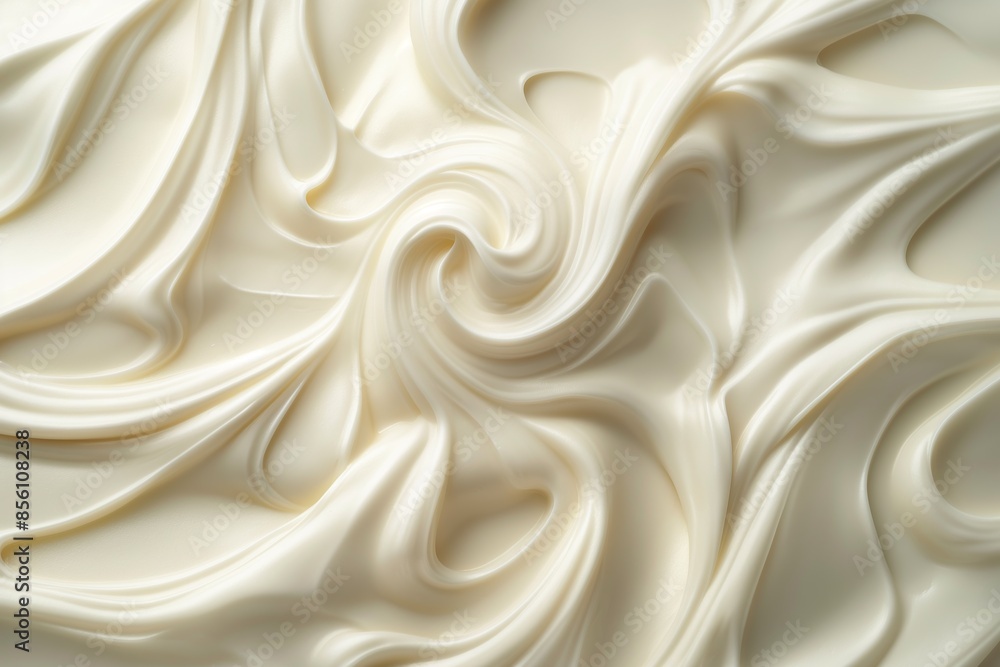 Creamy swirling texture with elegant folds in white, background, copy space concept Creamy swirling texture with elegant folds in white, background, copy space concept