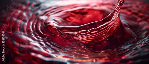 A close up of red wine with a swirling pattern of the wine, showcasing the rich color and aroma
