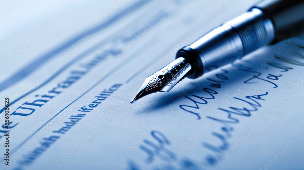 Close-up of silver pen on contract. Close-up of silver pen on contract.