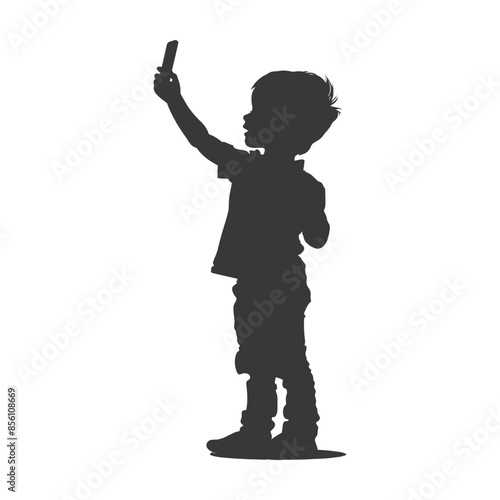 Silhouette of Toddler Taking a Selfie with Smartphone