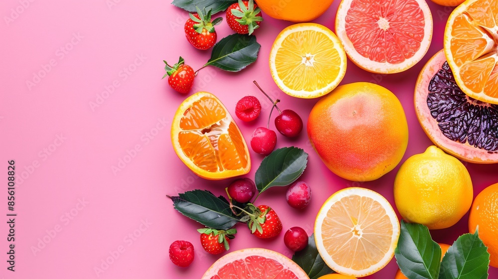 Juicy fruit on a bright background. A delicious and refreshing food mix. Juicy fruit on a bright background. A delicious and refreshing food mix.