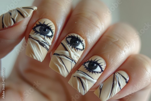 Spooky Mummy Nail Art