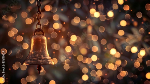 Wallpaper Mural Bell ornament with bokeh background, festive atmosphere. Holiday decoration and celebration concept Torontodigital.ca