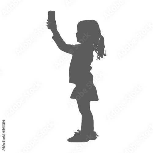 Girl Silhouette Taking Selfie with Phone