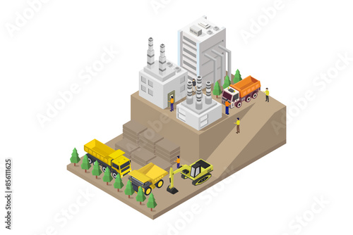 Rock mine industry isometric