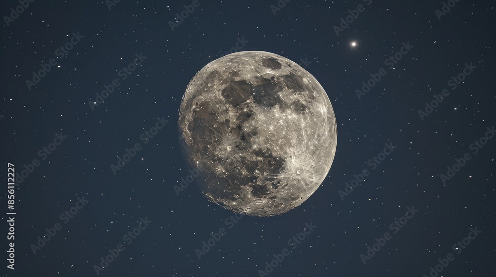 Moon shines beautifully in the clear night sky Moon shines beautifully in the clear night sky