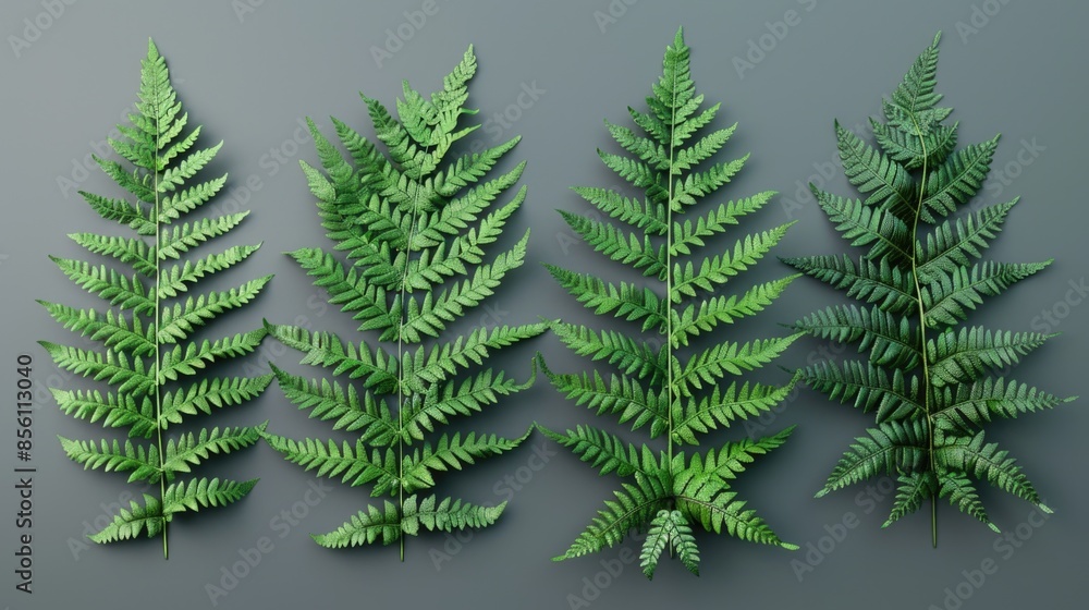 Obraz premium A group of green plants on a gray surface, suitable for use in presentations or articles about nature and the outdoors