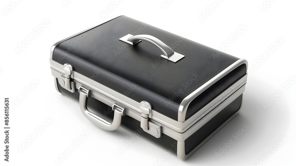 Sleek Black and Silver Suitcase Icon for Business Travel Concept Sleek Black and Silver Suitcase Icon for Business Travel Concept