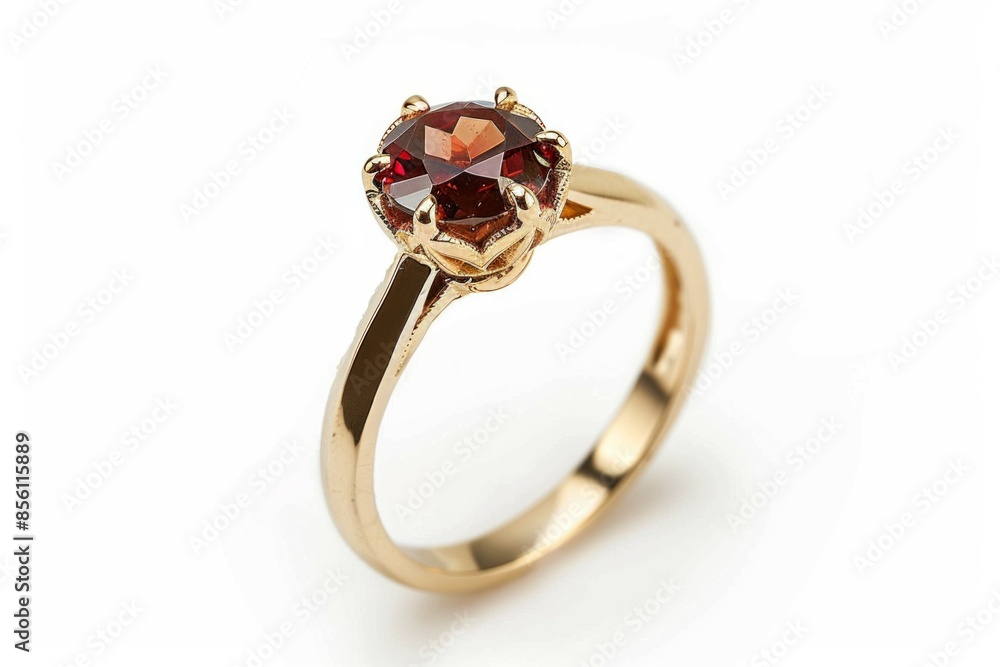 garnet ring minimalistic in a white background garnet ring minimalistic in a white background