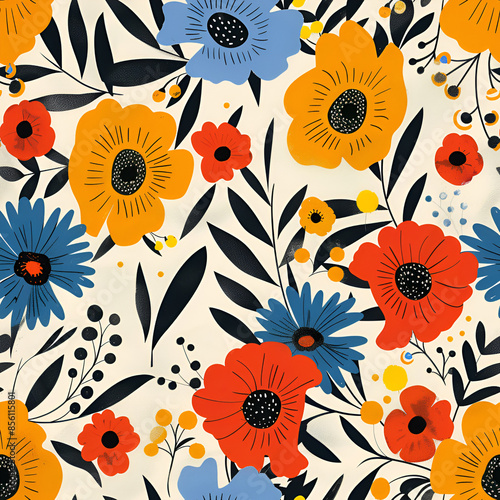 Wallpaper Mural Summer Vibrant Floral Background 01 - Tileable - Image 1 of 8 - 4.2MP Torontodigital.ca