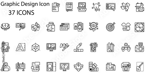Set of graphic design icons. Gradient style icon bundle. Vector Illustration
