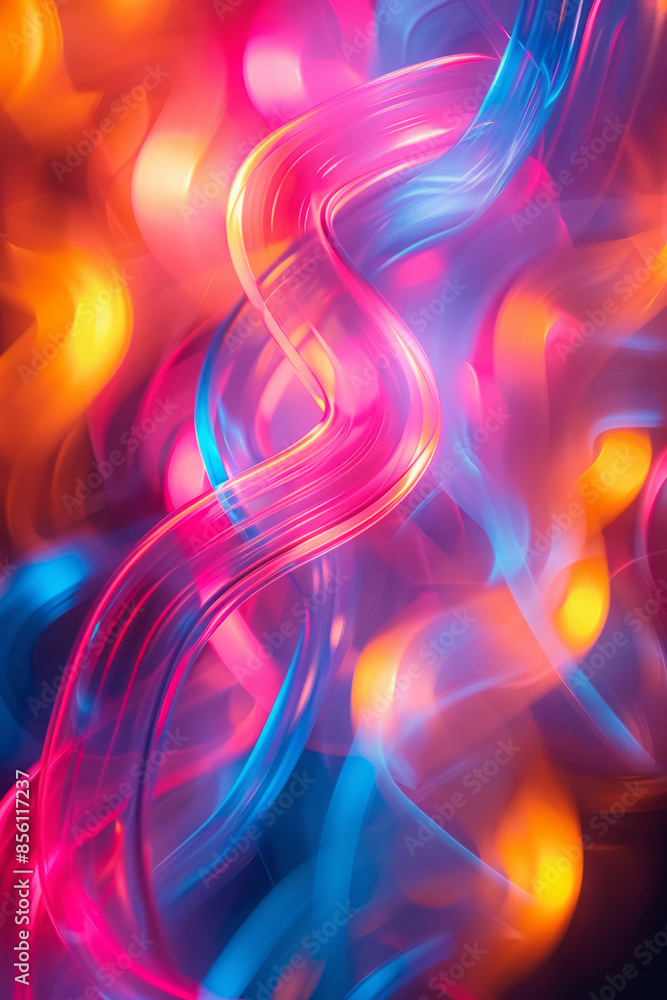 Dynamic neon lines creating a symphonic visual experience, Dynamic neon lines creating a symphonic visual experience,