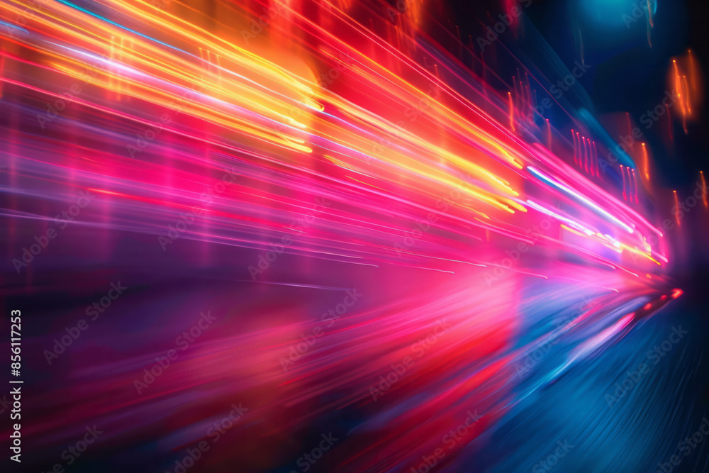 Symphonic arrangement of neon lines, producing a harmonious linear display,