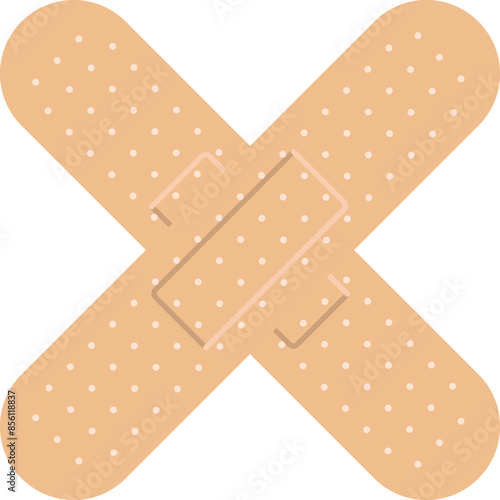 Realistic bandaid, medical care bandage beige color