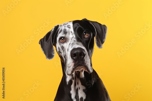 Portrait of a funny great dane in solid color backdrop