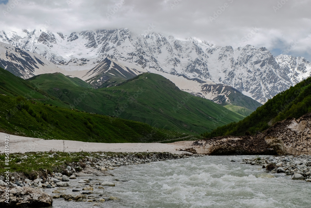 landscape with river and mountains