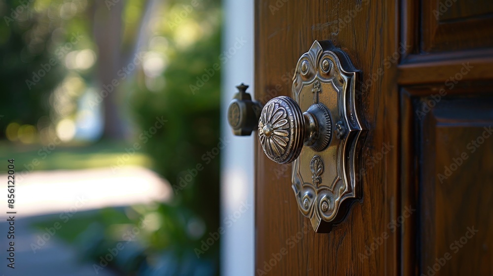 Welcoming Transition: Close-up of a Door Handle Symbolizing Entry into a New Home Welcoming Transition: Close-up of a Door Handle Symbolizing Entry into a New Home