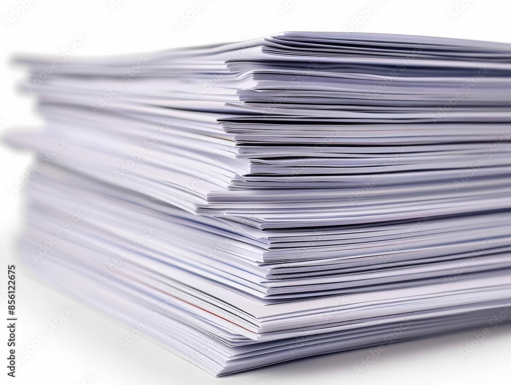 A stack of ruled paper sheets, realistic photo, clipping path, isolated on white background A stack of ruled paper sheets, realistic photo, clipping path, isolated on white background