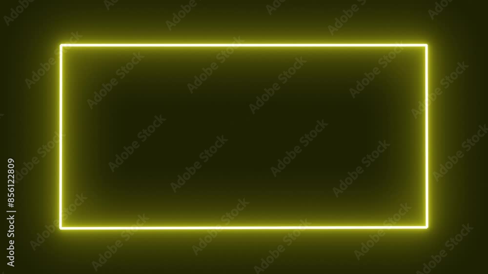 loop yellow neon rectangular frame. background animation loop yellow neon rectangular frame. background animation