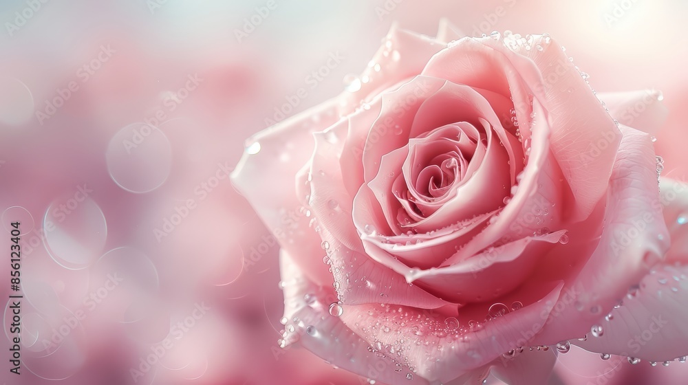 Crystal-clear image of a pink rose, captured in HD, high sharpen, each petal's texture visible, standing out against a dreamy, softly blurred background Crystal-clear image of a pink rose, captured in HD, high sharpen, each petal's texture visible, standing out against a dreamy, softly blurred background